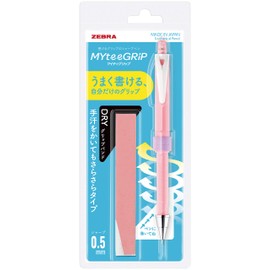 Zebra Mechanical Pencil, Mighty Grip, Dry Type, 0.02 inch (0.5 mm), Coral Pink, Main Unit Set P-MA77-D-COP