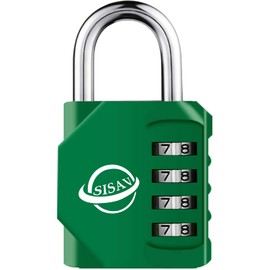 SISAV 4 Digit Combination Lock,Gym Padlock,Outdoor Combination Padlock,Suitable for School Lockers,Tool Boxes,Fences,Gate(Green 1Pack)