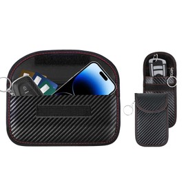 Faraday Pouch for Car Key, 3 Pack Faraday Bag for Key Fob with Hooks and Fixed Key Rings, Car RFID Signal Blocking Holder, Key Fob Protector, Anti-Hacking Case Blocker