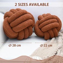 Yhoelata Knot Cushion, Decorative Cushion, Brown, Decorative Cushion Aesthetic Sofa Cushion Made of Teddy Velvet, Bed Decorative Cushion Round for Child Bedroom, Gift 28 cm