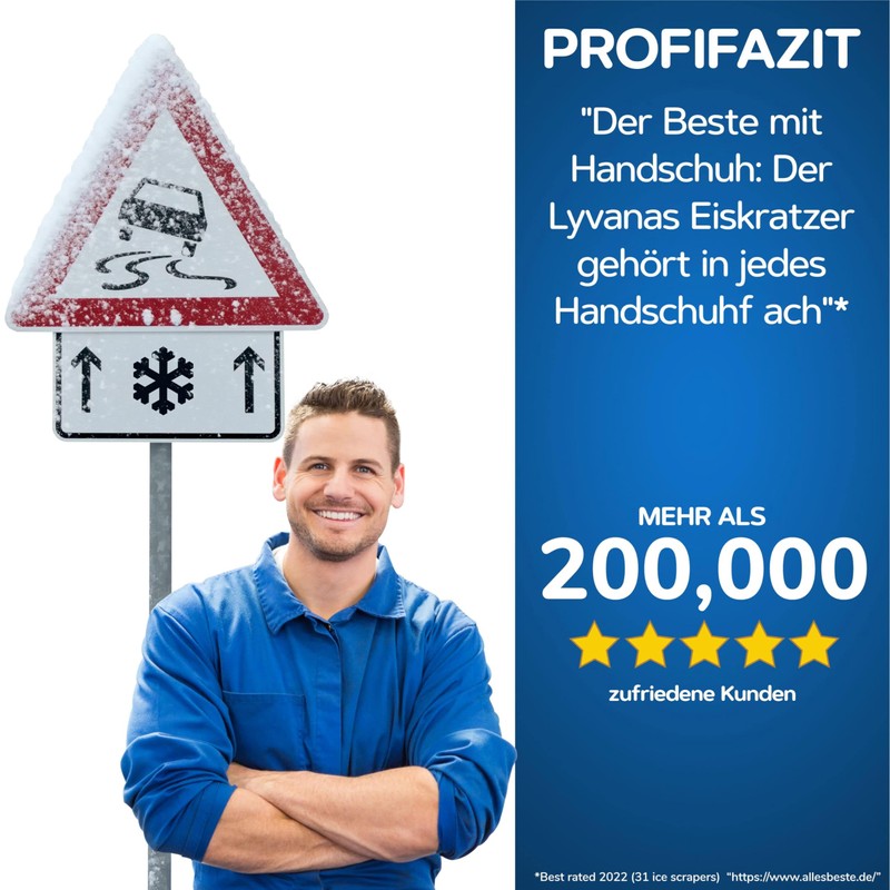 LYVANAS Eiskratzer Auto mit Handschuh TESTSIEGER 2023* - “Eismonster” Profi