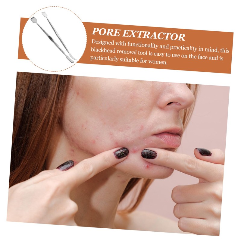 Beavorty 2pcs Pore Scraper Tool Blackhead Removal Shovel Stainless Steel