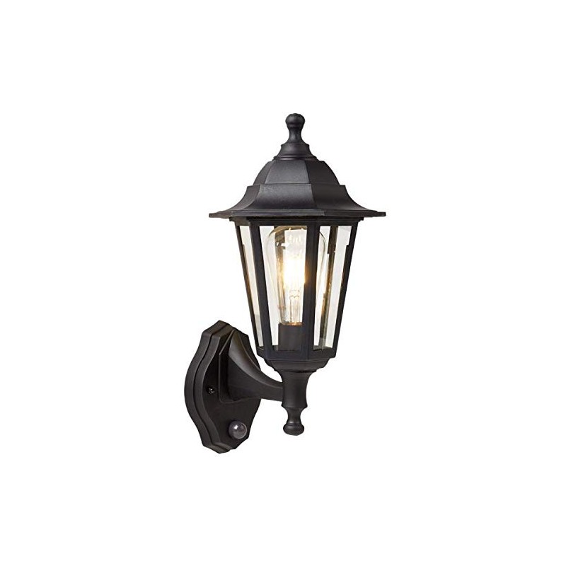 6 SIDED PIR MOTION SENSOR WALL LANTERN (Black 6 Sided