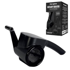 Microplane Professional Handheld Rotary Cheese Grater in Black - Easy-to-Clean, Large Capacity, Ergonomic Design for Left & Right-Handed Use, Perfect for Hard Cheese, Chocolate, Nuts, Vegetables