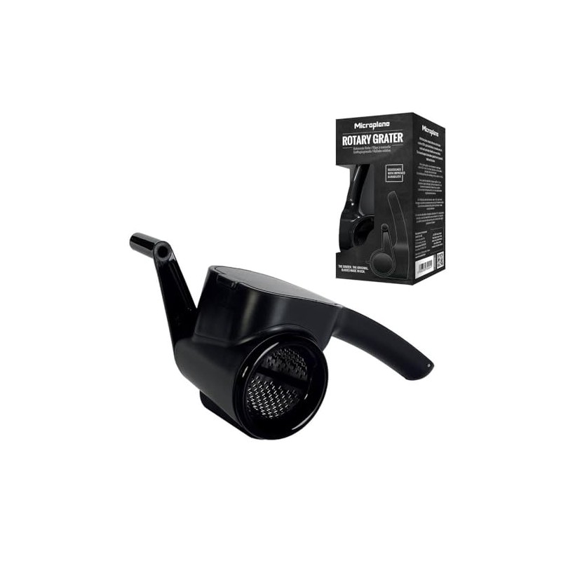 Microplane Professional Handheld Rotary Cheese Grater in Black - Easy-to-Clean,