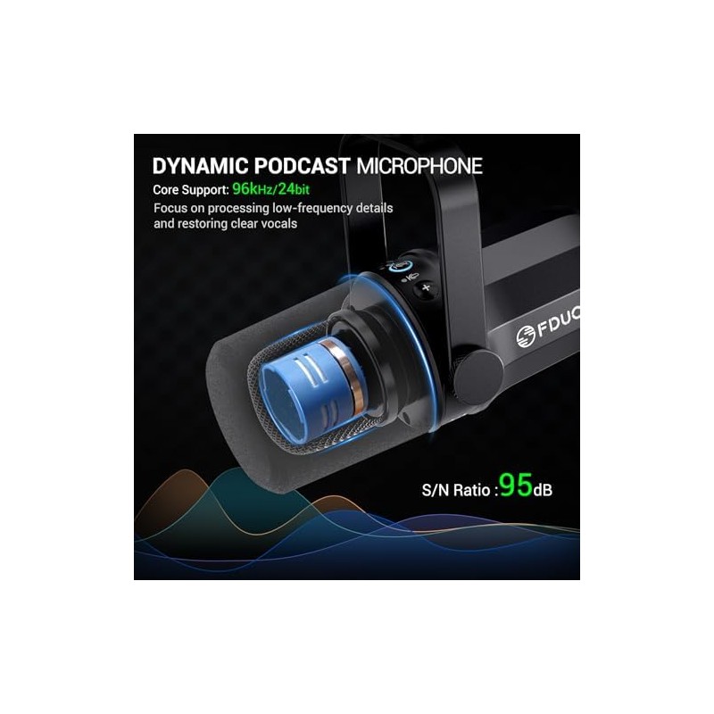 FDUCE SL40 Dynamic Podcast Microphone,USBXLR Microphone Kit for podcasting,GamingStreaming,Boom Arm