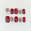TENPAL Handmade Press on Nails Short Square,Reusable Red Cat Eye