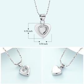 Imrsanl Small Heart Cremation Urn Necklace for Ashes Stainless Steel Memorial Glass Ash Pendant Keepsake Jewelry (Silver Glass)