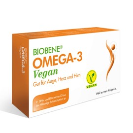 Biobene Omega 3 Vegan - DHA- und EPA-reiches Algenöl aus der Mikroalge Schizochytrium sp. - Unterstützt Augen, Herz und Gehirnfunktion - 30 Kapseln