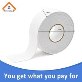 Waterproof Self Adhesive Caulk Tape 1.5" x10.5Ft - White Caulking Strip for Bathroom, Kitchen, Toilet, Bathtub, Sink & Floor Wall Edges (1Roll*White*1.5IN-10.5FT)