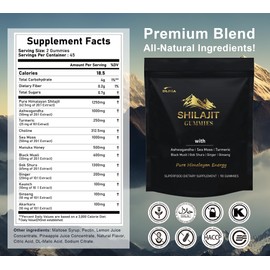DLNIA Shilajit Gummies with Ashwagandha, Turmeric - Organic, Zero Sugar & Vegan-Friendly Himalayan Shilajit for Men & Women - Energy, Calm, Cortisol, Sleep, Immune Support & Overall Health