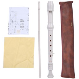 8 Holes Baroque Recorder Clarinet Flute Woodwind Instrument with PU Bag   Cleaning Tool(White)