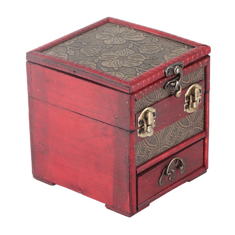 Jewelry Box Antique Wooden Multi‑Layer Drawer Storage Box Organizer with