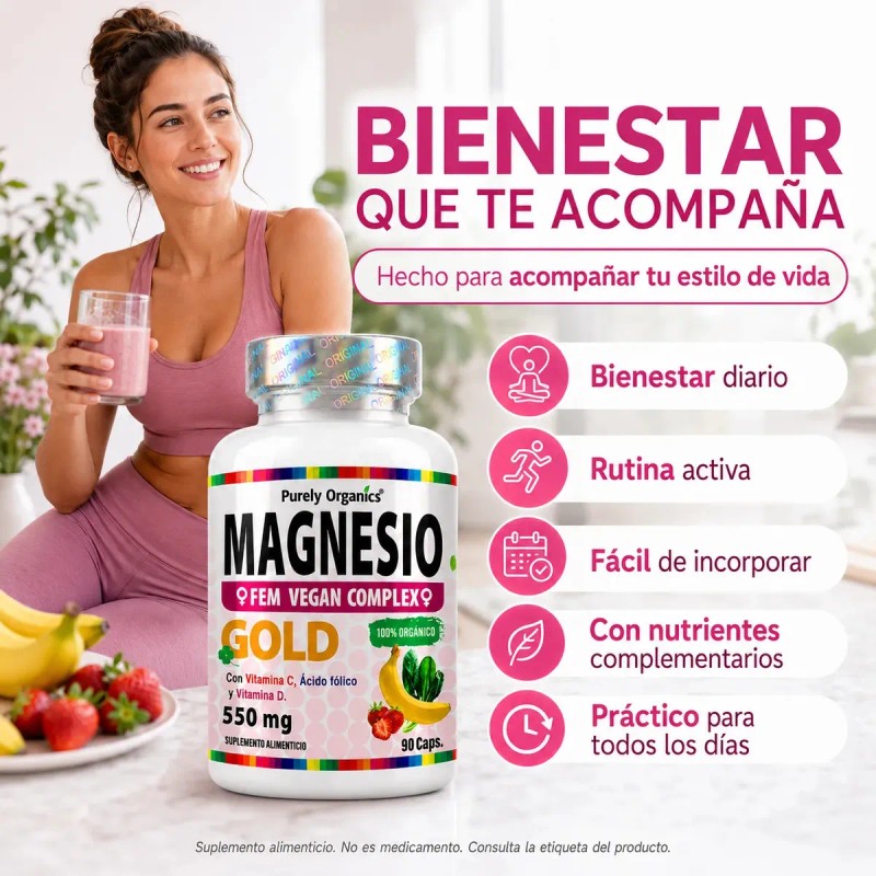 Magnesio Gold Fórmula Mujeres Cápsulas Purely Organics