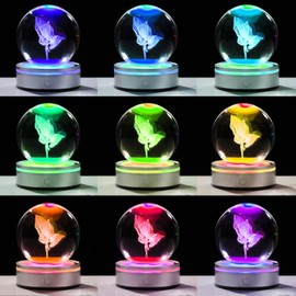 Movdyka 3D Crystal Ball Jesus Praying Hands with Cross Figurine, Laser Engrave Religious Gifts for Women Men Christian with Colorful Light Base, Christian Gifts for Friend