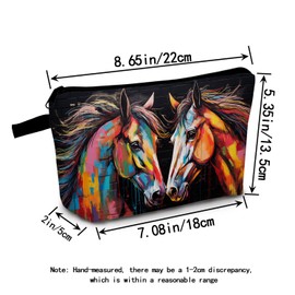 MoCaliduccious Watercolor Horse Cosmetic Bag Small Makeup Bag Birthday Gift for Women Friends Horse Gifts for Horse Lovers