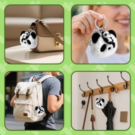 PLwelth Panda Keychain Cute Small Animal Pendant Keyring for Women Men Boys Girls Kawaii Plush Panda Keychain for Car Key Backpack Handbag Wallet Charm Accessories Jewelry Gifts for Her Birthday
