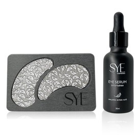 Bundle: Reusable Eye Pads + 30 ml Hyaluronic Serum - Anti Ageing Eye Pads Made of 99% Silver with Eye Serum Against Dark Circles, Bags & Wrinkles