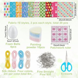 WEBEEDY 4 Sets DIY Easter Eggs Hanging Decorations Craft Kit Easter Crafts Quilted Ornaments Kit for Adults Beginners Make You Own Easter Tree Ornament Easter Party Favors Decor(7 cm/2.8 Inch)