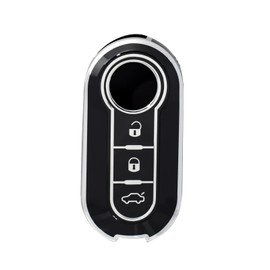 OFFCURVE Car key case, key cover, key case, key case, key case, 3 buttons, fits for Fiat 500 Lancia Punto Panda Ypsilon Delta Grande Bravo Musa flip folding