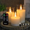 LEDHOLYT Rechargeable Flameless Glass Pillar Candles–Gifts for Women–Set of 3,