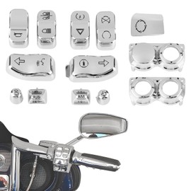 PSLER Switch Housing Caps Hand Control Housing Caps Cover for Touring FLHT FLHX FLHR FL 2014-2024 Chrome 13 PCS