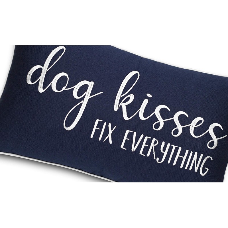 Rudransha Dog Kisses Fix Everything Embroidered Lumbar Accent Throw Pillowcase