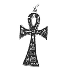 Kiss of Leather Ankh Pendant 925 Sterling Silver No.32, Silver