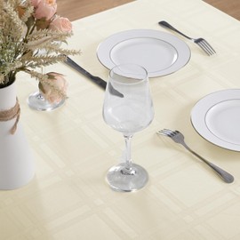 JUCFHY Soild Plaid Jacquard Table Cloth Elegance Wrinkle Resistant Contemporary Woven Decorative Tablecloths, Spillproof Soil Resistant Holiday Table Cover, 60 X 84, Beige