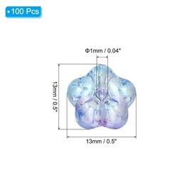 PATIKIL Abalorios de Cristal Aleatorio, 100 Piezas Abalorios Florales Transparentes Hibiscus para Hacer Joyas DIY Pulseras a Granel, Azul/Morado