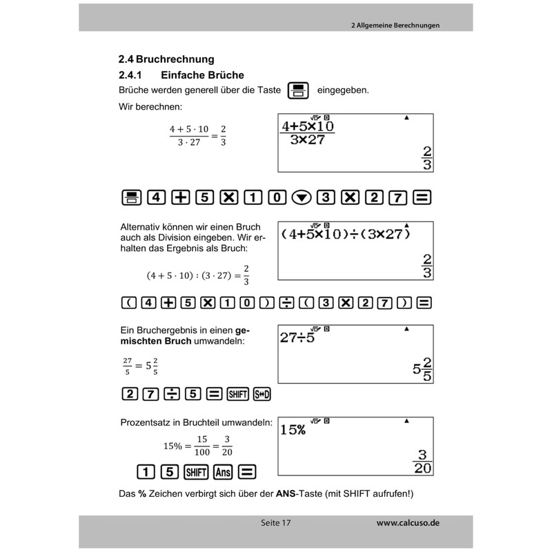 CALCUSO Casio FX-85DE X ClassWiz Calculator Book