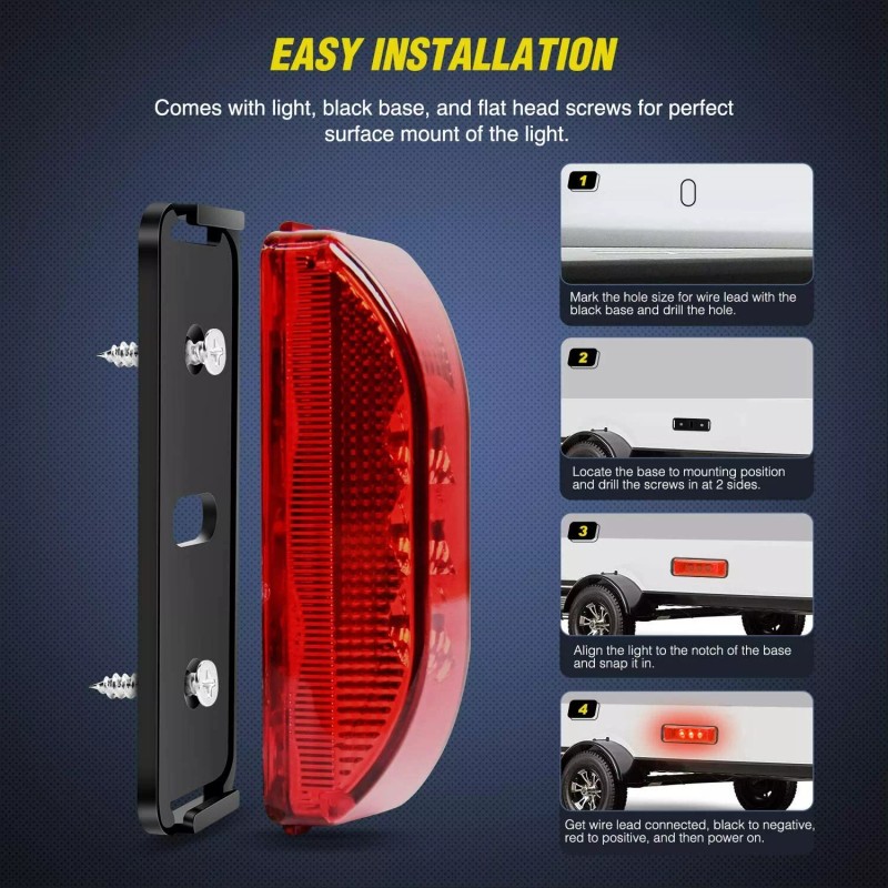 Nilight 4PCS 3.9" Led Trailer Light Amber & Red Truck