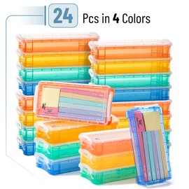 Mr. Pen- Pencil Box, 24 Pack, Assorted Colors, Plastic Pencil Box Case, Pencil Case, Crayon Box, Pencil Case for Kids, Clear Pencil Case, Plastic Pencil Case, Hard Pencil Case, School Supply Box