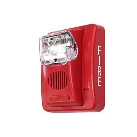 Gentex GEC3-24WR 24VDC Selectable Candela Low Profile Evacuation Horn & Strobe - Red Faceplate