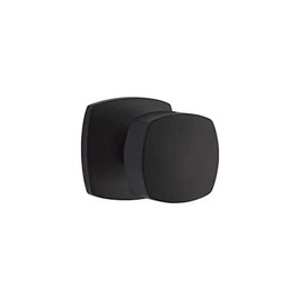 Emtek Privacy Set, Urban Modern Rosette, Freestone Knob (Flat Black)