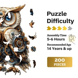 Jigfoxy Wooden Puzzles for Adults, Mechanical Owl Wood Puzzles Adult, Unique Animal-Shaped Wooden Jigsaw Puzzles, Christmas Thanksgiving Gifts for Family and Friends (S-8.5 * 5.8in-80pcs)
