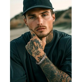 FaithHeart Pulseras Hombre de Acero Inoxidable, 8/12/17mm de ancho Pulseras de muñeca de acero inoxidable Joyas de hip hop para hombres 19-23CM Largo