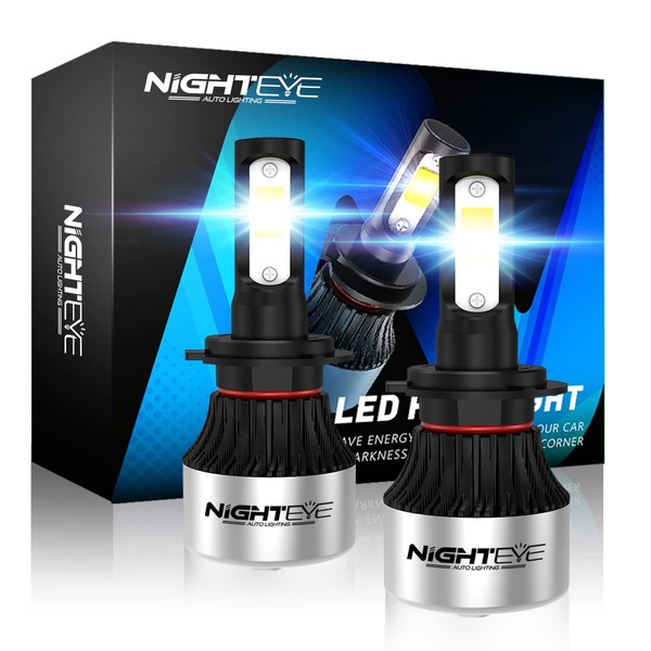 NIGHTEYE H7 Led Headlight Bulb 72W 9000LM,High Lumens LED Kit,6500K