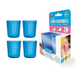 Babycup First Cups – Erste Tasse für Kleinkinder, Kindertrinkbecher 100% recycelbar und biologisch abbaubar, BPA-frei, 4 Stück, 50 ml (Blau)