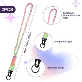 FdcZeyxior 2 Pcs Heavy Duty Paracord Lanyard Keychain Neck Lanyard Keychain Wrist Braided Strap Cell Phone Keychains Whistles for Outdoor Activities