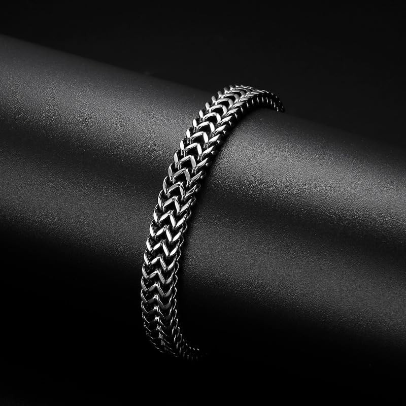 Klapgo Gothic Silver Snake Head Bracelet for Men