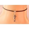 Seahorse Choker Statement Chunky Rhinestone Necklace for Women Silver Beach