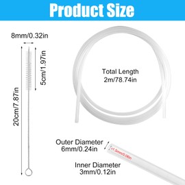 2m Lebensmitteltaugliche Schläuche mit Reinigungsbürste,9mm ID x 12mm OD Silikonschlauch Milchschlauch,Transparenter Flexibler Silikonschlauch,für Die Meisten Auf Dem Markt Erhältlichen Kaffeeautomate