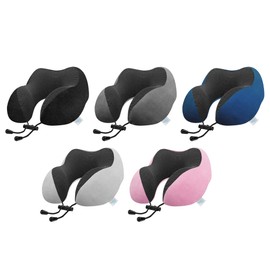 Lux & Sky Cooling Memory Foam Travel Neck Pillow Set for Airplane Car, Home, Office | Travel Essential Neck Pillow with Sleeping Mask & Earplugs | 3 in 1 U Shape Memory Foam Travel Pillow (Dark Gray)