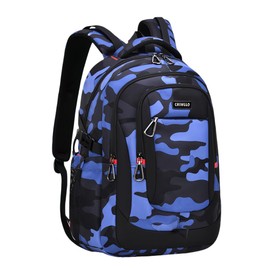 GRUOTEIS Camo School Backpack for Boys, Camouflage Bookbags Boys Backpack for Elementary Middle Junior High School Bag Kids, C-Camo Blue