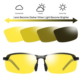 YIMI Polarised Photochromic Sunglasses for Men Women UV400 Protection for Day and Night Driving Running Fishing Glasses, 3043
