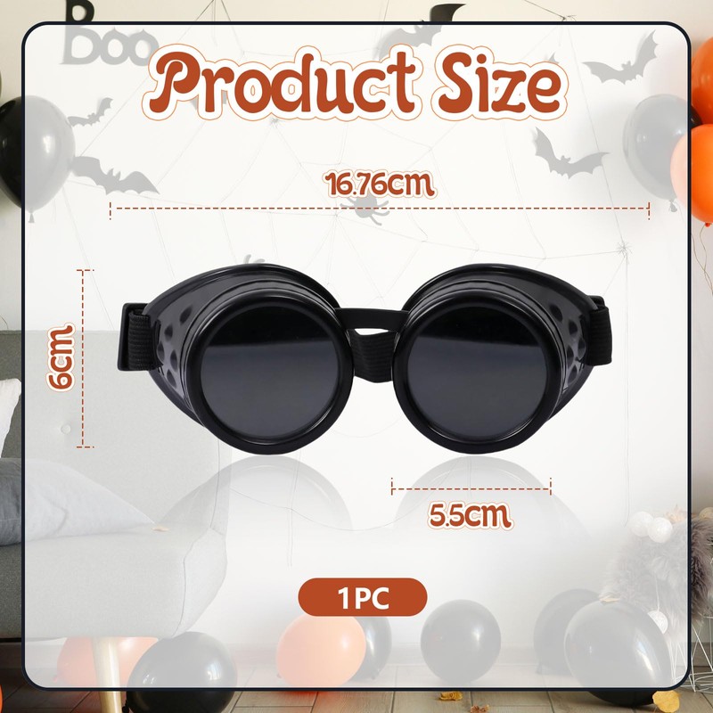 GlamRays Vintage Steampunk Goggles Punk Gothic Glasses Cosplay, black