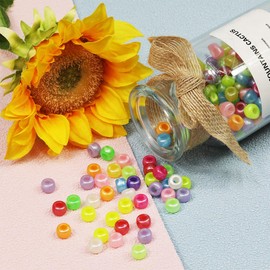 VOOMOLOVE 1000 PCS Pearl Colors Pony Beads for Bracelets, Hair Braids, and Crafts - Plastic Hair Beads 6x9mm