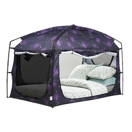 Bed Tent,Portable Privacy Sleeping Bed Canopy,Blackout 90% Drapes for Kids and Adult,Twin Size Indoor Space Tent with Breathable Large Mesh Windows(Starry, Twin)