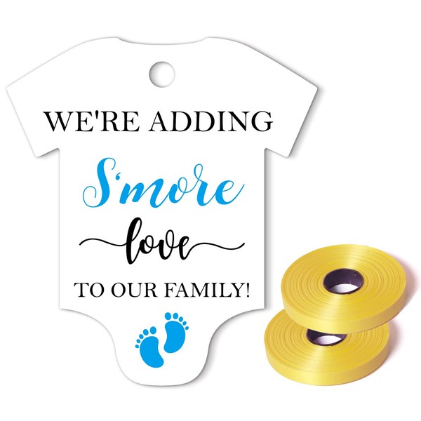 We're Adding S'More Love to Our Family Tags, Baby Onesie Baby Shower Tags, Smore Love Tags for Baby Shower, Baby Shower Favor Tags, Pack of 50